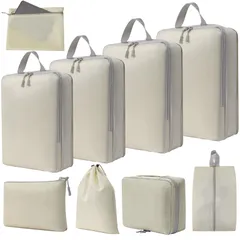 【数量限定】出張 9点セット旅行用 アレンジケース 圧縮バッグ 収納バッグ 防水 トラベルポーチ シューズバッグ トイレタリーバッグ パッキングオーガナイザー 衣類 TMVOK 靴用 歯ブラシ 化粧品 PC周辺小物