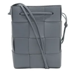未使用 BOTTEGA VENETA ボッテガヴェネタ スモールカセット イントレチャートレザー クロスボディ バケットバッグ ショルダーバッグ グレー レディース 古着 中古 USED