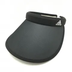 【美品】アディダス つば広サンバイザー 黒 ロゴ刺しゅう レディース  ゴルフウェア adidas