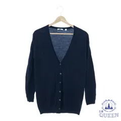 ☆美品☆ UNIQLO ユニクロ トップス カーディガン Vネック シンプル 長袖 レディース ネイビー M 901-11526 送料無料 古着