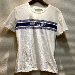 ★お盆期間限定価格★  クリスチャンディオール ChristianDior 21SS ロゴ Tシャツ カットソー 半袖 白 紺 ホワイト ネイビー [S] 143T04A4043 F717/T38