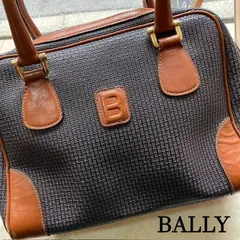 バリー　BALLY　PVCレザー　ミニボストンバッグ　ハンドバック　レザーBロゴ　B型押し