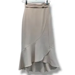 SAISON DE PAPILLON セゾンドパピヨン ラップ風 ダブルベルト ミモレ丈 スカート サイズM マーメイドスカート フレアスカート ロングスカート ベージュ レディース 春 ゴーゴー古着久喜倉庫店 草鴻479 ☆