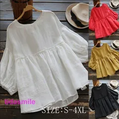 ブラウス レディース チュニック トップス 夏 5分袖 シャツ 無地 フリル フレア カットソー 体型カバー ゆったり 大きいサイズ 40代 可愛い 5L
