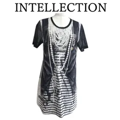 INTELLECTION インテレクション レディース Tシャツ 半袖カットソー ロング 立体プリント チュール袖 パール 42号 値下げ不可のサムネイル