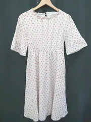 ◇ ⊂ OLIVE des OLIVE オリーブ デ オリーブ チェリー 半袖 膝丈 ワンピース サイズF ホワイト系 レディース E  【1411130009839】