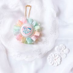 ハンドメイド　両面マタニティマーク　チュールロゼット　レインボー　完成品