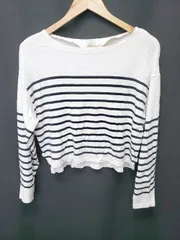 ◇ Θ green label relaxing UNITED ARROWS ボーダー 長袖 Tシャツ カットソー ホワイト ブラック レディース E  【1506110012760】