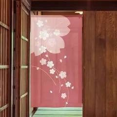 【MINIBOX のれん制作工房 正規販売店】【匿名配送ネコポス全国送料無料】のれん 85x150cm「線桜」【日本製】目隠し 暖簾 家紋 和柄 和風 間仕切り タペストリー