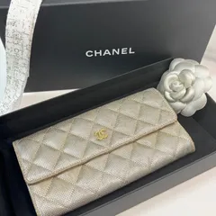 【送料無料】CHANEL/シャネル/長財布/サイフ/ウォレット/マトラッセ/ゴールド/レザー/中古品/ギャランティカードあり
