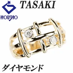 タサキ 田崎真珠 ダイヤモンド リング K18イエローゴールド TASAKI 透かし 太め 幅広 中古 宝正 901226