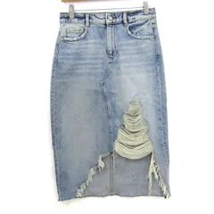 ザラ スカート ボトムス デニム ダメージ加工 レディース XSサイズ ライトブルー ZARA 【中古】