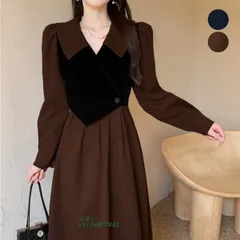 長袖ワンピース ドッキング レディース   vii3v977491