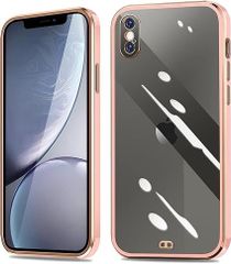 iPhone Xs Max ケース クリア アイフォンXsMax カバー 耐衝撃 透明 TPU 落下防止 防塵 薄型 軽量 一体型 人気 変形防止 全面保護カバー シリコン メッキ加工 (桜ピンク)