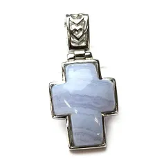 天然石 クロスハートペンダントトップ ブルーレース 1個売り パワーストーン ブルーレース PT レディース メンズ クロスペンダントヘッド パワーストーン 十字架パワーストーン