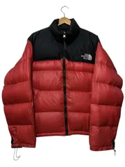 92年 THE NORTH FACE 初期 ヌプシジャケット ダウンジャケット 赤黒 L相当 90s ノースフェイス Nuptse Jacket ロゴ 刺繍 古着