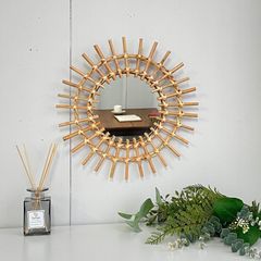 【訳あり】 アトレット 展示品 壁掛け ミラー ウォールミラー 鏡 バンブー ラタン 北欧 北欧暮らし 家具 インテリア 玄関 リビング トイレ ナチュラル おしゃれ かわいい シンプル 丸い 丸 35 cm 軽量 軽い 【M01