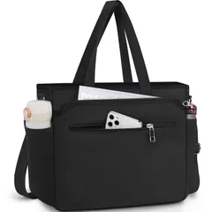 【迅速発送】RAINSMORE トートバッグ メンズ 大容量 15L ショルダーバッグ キャンバス a4収納 肩掛けバッグ メンズ 撥水 キャンパストート レディース 軽量 帆布 斜め掛けバッグ 通勤 通学 旅行 ブラック