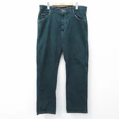 W36/古着 ラングラー ジーンズ メンズ 濃緑 グリーン デニム 25sep06 中古 ボトムス ジーパン Gパン ロング パンツ