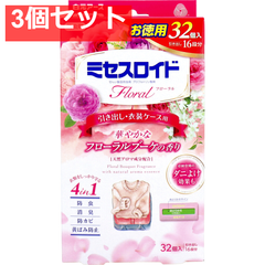 ミセスロイド フローラル 防虫剤 引き出し・衣装ケース用 1年間有効 フローラルブーケの香り 32個入 3個セット まとめ売り