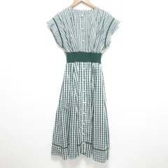 未使用 23SS Chesty チェスティ ギンガムチェック ウエストリブシャツワンピース ロング フレアドレス 23C501 サイズ0 グリーン レディース 古着 中古 USED