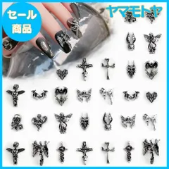 【特売】ネイルパーツ レトロパンクネイルアートジュエリー、3Dネイルアートアクセサリー十字架の頭蓋骨の希望の天使30個女性のためのレトロなネイルアクセサリーDIY ネイルパーツ ネイルデザイン用品DIYクラフトアクセサリー