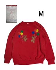 TULTEX　古着ラグランスウェットトレーナー　くまアップリケ　赤　M