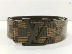 LV ルイヴィトン ヴィトン ダミエ サンチュール・LVイニシャル ベルト 美品 サイズ85/34 M9807 LOUIS VUITTON メンズ PVC レザー エベヌ ブラウン ブランド プレゼント ギフト 父の日【本物保証】【中古】