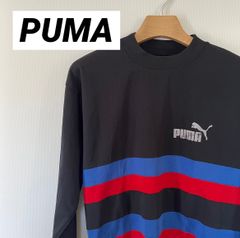 PUMA プーマ ボーダー トップス カットソー 長袖 ロンT ジャージ BLACK M