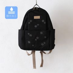 はっ水加工　軽量　フラワー刺繍　B5　11ポケット　ミニリュック　【ブラック】　通勤通学　送料込み