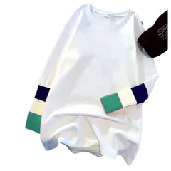 【L・XL・2XL】 大きいサイズ 長袖ロングtシャツ レディース 白 春夏秋冬 ロンT カットソー ゆったり 袖口リブ  体型カバートップス プルオーバーホワイト 韓国 ダンス ルーズ だぼ 着痩せ 細見え しわにならない カジュアル かわいい おしゃれ