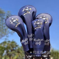 人気商品 malbon golf マルボンゴルフ クラブ ヘッドカバー 1+3+5+UT 4点セット アイアン用 ドライバー用 ゴルフヘッドカバー ブルー