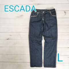 美品 ESCADA エスカーダ レディース ボトムス ジーンズ ジーパン デニムパンツ ストレートジーンズ 綿パン サイズ38 Lサイズ相当 L相当 ブルー インディゴブルー (742453 bbb1000)