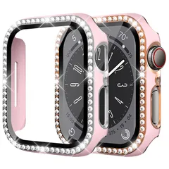 新品 【2色セット】コンパチブル アップルウォッチ カバー 41mm レディース、キラキラ 可愛い オシャレ 耐衝撃 保護ケース ガラスフィルム付き PC材質 女性専用 超簿軽量 装着簡単 高級、コンパチブル apple watch カバー iWatchケース