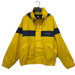 GC813  TOMMY HILFIGER トミーヒルフィガー ナイロンジャケット マウンテンジャケット ジャケット 羽織り イエロー メンズ サイズL