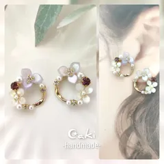 3弁お花(ピンク系)❀.*･ﾟピアスorイヤリング♪ハンドメイド