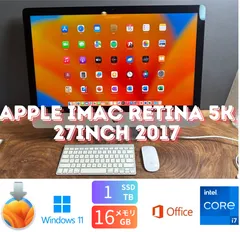 「セール」Apple iMac Retina 5K 27inch 2017/最上位CPUi7 4.2/16GB/SSD1TB/office2024/GPU8GB/Windows11/CJ209◎