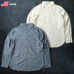 米軍タイプ シャンブレーシャツ 無地 長袖 JS227YNミリタリーシャツ メンズ アーミーシャツ カジュアル ワークシャツ 薄手デニムシャツ