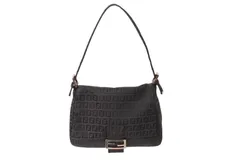 極美品 FENDI フェンディ ズッキーノ マンマバケット キャンバス ワンショルダーバッグ ブラウン ピンクゴールド金具 8BR001 中古 4b002783