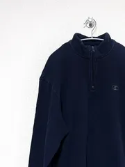 【Champion】ハーフジップスウェット L ワンポイント刺繍ロゴ チャンピオン 古着
