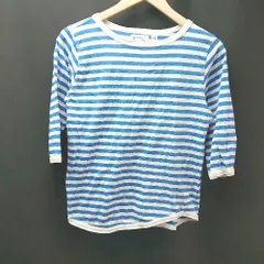 ◇ BEAMS BOY クルーネック ボーダー柄 カジュアル 七分丈 ロングTシャツ 表記なし ブルー ホワイト レディース E  【1310050005306】