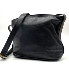 LONGCHAMP　ロンシャン ショルダーバッグ 斜め掛け ロゴ刻印 シンプル シボレザー ブラック