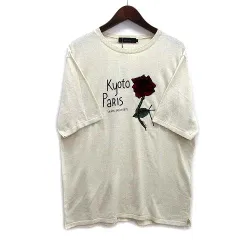アルチザン ARTISAN 京都・パリ友情盟約締結 60周年記念 京都 巴里 コットン リネン ニット Tシャツ 薔薇 バラ 刺繍 ベージュ Lのサムネイル