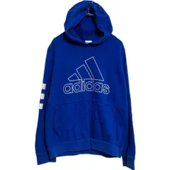 adidas プリントスウェット パーカー キッズ XL 160～ ブルー アディダス プルオーバー 裏起毛 古着卸 アメリカ仕入 a701-6368のサムネイル