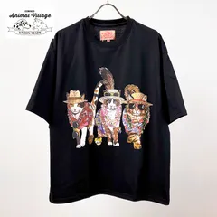 新品 CORISCO コリスコ アニマルプリント 犬 猫 プリント Tシャツ 半袖 レディース メンズ ユニセックス Animal Village アニマルヴィレッジ 動物 プリント tee かわいい Tシャツ M L LL ブラック 黒 111951