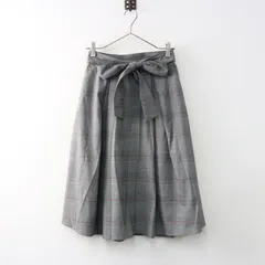 【値下げ】美品 エフデ ef-de グレンチェック ウエストタック入り フレアスカート ウエスト紐付き 9 グレー/ボトムス【2400014419986】のサムネイル