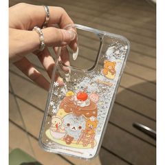 リラックマ　 iPhone 13/14/15/16 半透明ケース TPUカバー りんご デザイン おしゃれ 可愛い 薄型 軽量 耐衝撃