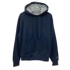 Champion 無地 スウェット パーカー S ネイビー チャンピオン 裏起毛 袖ワンポイント刺繍 ワッペン 古着卸 アメリカ仕入 a708-6089