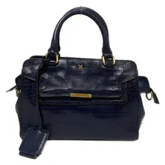 SAZABY(サザビー) ハンドバッグ - ネイビー 型押し加工 レザー