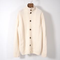 美品 エルメス HERMES イタリア製 ピュアカシミヤ ニット カーディガン XL アイボリー メンズ 正規品 5-ZD001